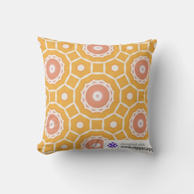 Oranje geometrisch kussen – modern decoratief werp (Voorkant)