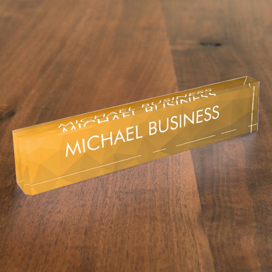 Oranje geometrisch maaspatroon van de gradiënt Mon Naambordje (Zijkant)