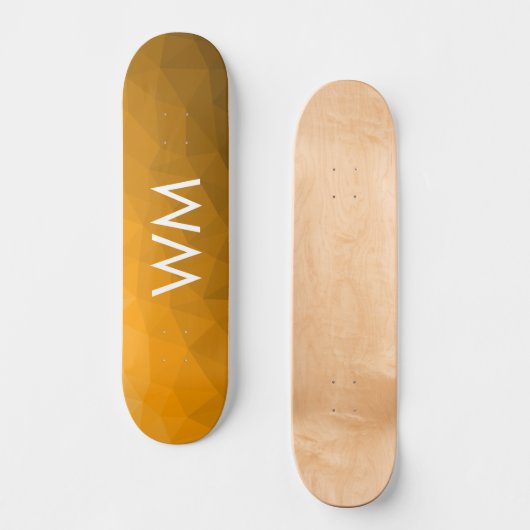 Oranje geometrisch maaspatroon van de gradiënt Mon Persoonlijk Skateboard (Voorkant)