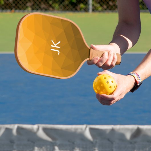 Oranje geometrisch maaspatroon van de gradiënt Mon Pickleball Paddle (Insitu)