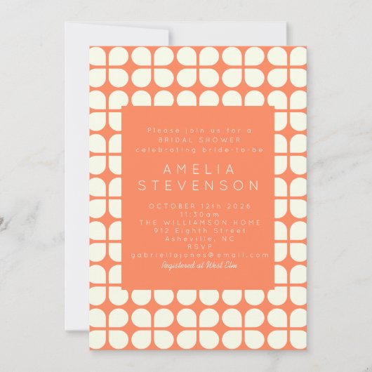  Oranje Geometrisch Stijlvol Vrijgezellenfeest Kaart (Voorkant)