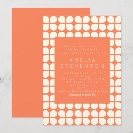  Oranje Geometrisch Stijlvol Vrijgezellenfeest Kaart (Voorkant / Achterkant)