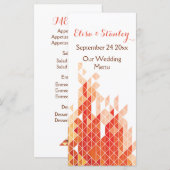 Oranje geometrische driehoeken bruiloft menukaart (Voorkant / Achterkant)