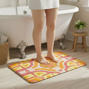 Oranje geometrische kruis stijl badmat