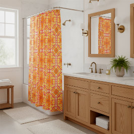 Oranje geometrische kruis stijl douchegordijn
