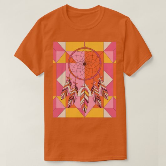 Oranje geometrische vormen Dreamcatcher T-shirt (Design voorkant)