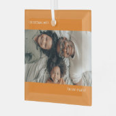 Oranje gepersonaliseerde foto kerst glas ornament (Voorkant links)