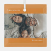 Oranje gepersonaliseerde foto kerst glas ornament (Voorkant)