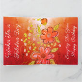 Oranje gepersonaliseerde geboortecaart kaart (Binnen)