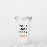 Oranje Gepersonaliseerde Heldere Tumbler met Stro