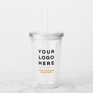 Oranje Gepersonaliseerde Heldere Tumbler met Stro Acryl Drinkbeker