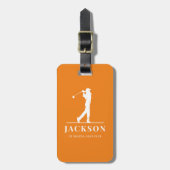 Oranje gepersonaliseerde Monogram Golfer Bagagelabel (Voorkant verticaal)