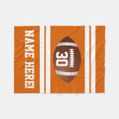 Oranje gepersonaliseerde naam team kleuren Footbal Fleece Deken (Voorkant (Horizontaal))