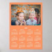 Oranje gepersonaliseerde poster jaarlijkse kalende (Voorkant)