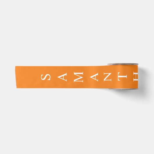 Oranje gepersonaliseerde verticale naam satijnen lint (Voorkant)