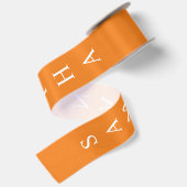 Oranje gepersonaliseerde verticale naam satijnen lint (Achterkant)
