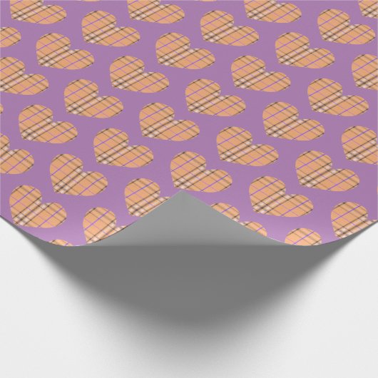 Oranje geplakt flatel hart cadeaupapier (Hoek)