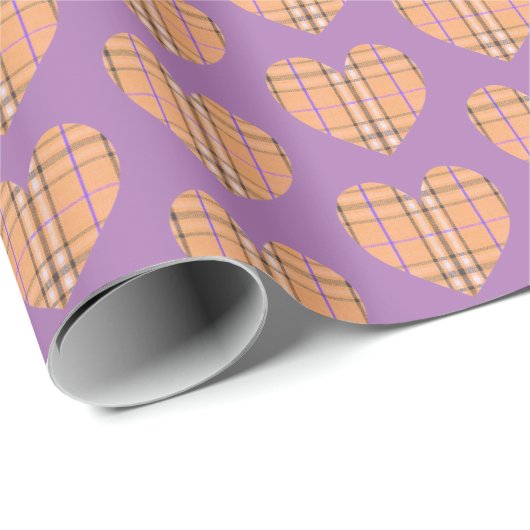 Oranje geplakt flatel hart cadeaupapier (Rol Hoek)