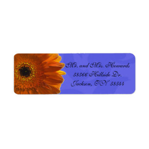 Oranje Gerber Daisy Blue retour adreslabel Etiket
