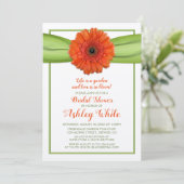 Oranje Gerber Daisy Green Bridal Shower Kaart (Staand voorkant)