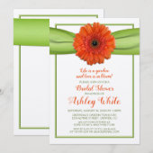 Oranje Gerber Daisy Green Bridal Shower Kaart (Voorkant / Achterkant)