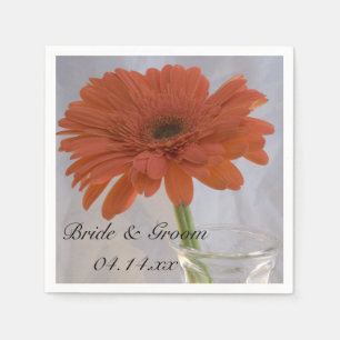Oranje Gerber Daisy in Vase Wedding Servet