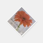 Oranje Gerber Daisy in Vase Wedding Servet (Hoek)