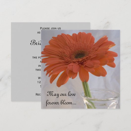 Oranje Gerber Daisy Wedding Kaart (Voorkant / Achterkant)