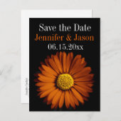 Oranje Gerber Daisy Wedding Save the Date Cards Aankondigingskaart (Voorkant / Achterkant)