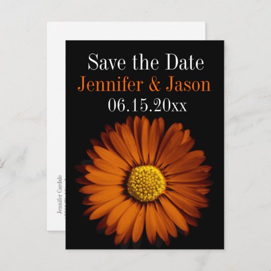Oranje Gerber Daisy Wedding Save the Date Cards Aankondigingskaart (Voorkant / Achterkant)