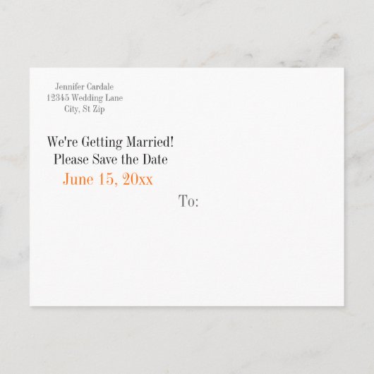 Oranje Gerber Daisy Wedding Save the Date Cards Aankondigingskaart (Achterkant)