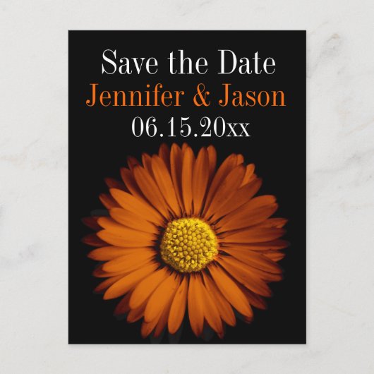 Oranje Gerber Daisy Wedding Save the Date Cards Aankondigingskaart (Voorkant)