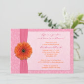 Oranje Gerber Pink Floral Bridal Shower Kaart (Staand voorkant)