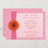 Oranje Gerber Pink Floral Bridal Shower Kaart (Voorkant / Achterkant)