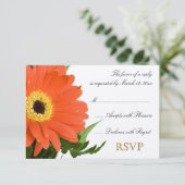 Oranje Gerber Wedding RSVP Kaartje (Staand voorkant)