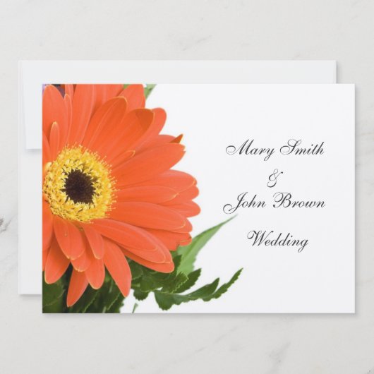 Oranje Gerber Wedding Uitnodiging (Voorkant)