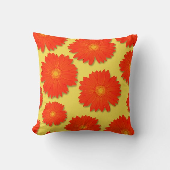 Oranje Gerbera 2 Kussen (Voorkant)