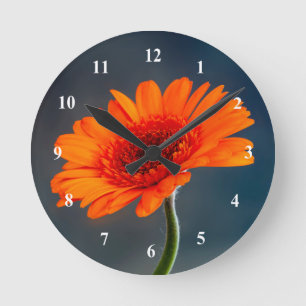 Oranje Gerbera Acrylmuurklok Ronde Klok
