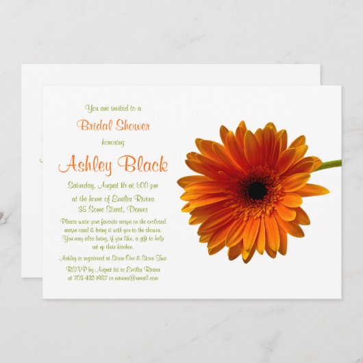 Oranje Gerbera Daisy Bridal Shower Kaart (Voorkant / Achterkant)