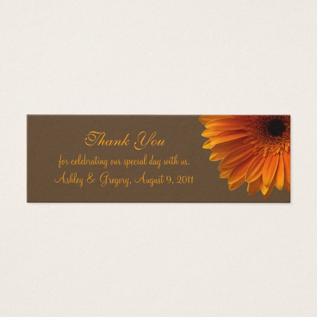 Oranje Gerbera Daisy bruiloft gunst Label Mini Visitekaartjes (Voorkant)