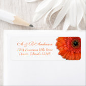 Oranje Gerbera Daisy Bruiloft Retouradres Label (Insitu)