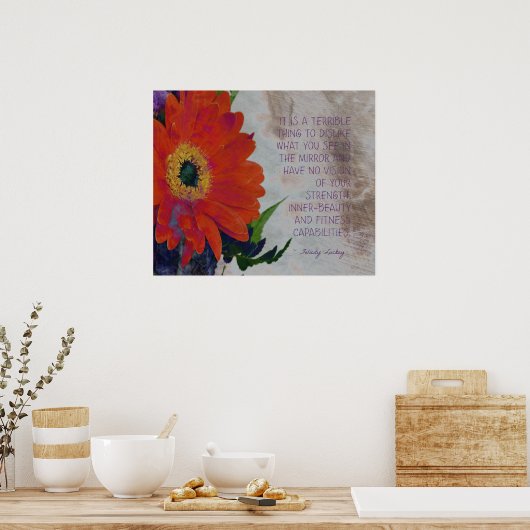 Oranje Gerbera Daisy en Inner-Beauty Poster (Keuken)