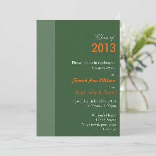 Oranje gerbera daisy floral afstuderen kaart (Staand voorkant)