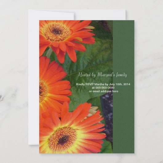 Oranje gerbera daisy floral afstuderen kaart (Achterkant)