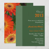 Oranje gerbera daisy floral afstuderen kaart (Voorkant / Achterkant)