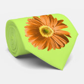 Oranje Gerbera Daisy Flower Stropdas (Opgerold)