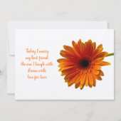 Oranje Gerbera Daisy Flower Wedding Invitation Kaart (Achterkant)