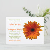 Oranje Gerbera Daisy Flower Wedding Invitation Kaart (Staand voorkant)