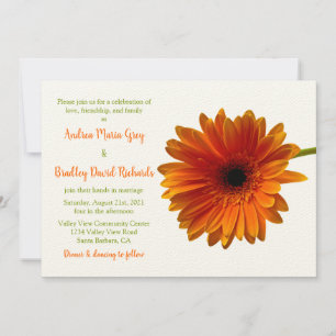 Oranje Gerbera Daisy Flower Wedding Invitation Kaart