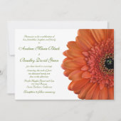 Oranje Gerbera Daisy Flower Wedding Invitation Kaart (Voorkant)